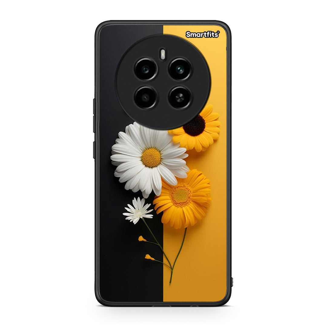 Realme 12 4G / 12+ / 13 4G Yellow Daisies θήκη από τη Smartfits με σχέδιο στο πίσω μέρος και μαύρο περίβλημα | Smartphone case with colorful back and black bezels by Smartfits