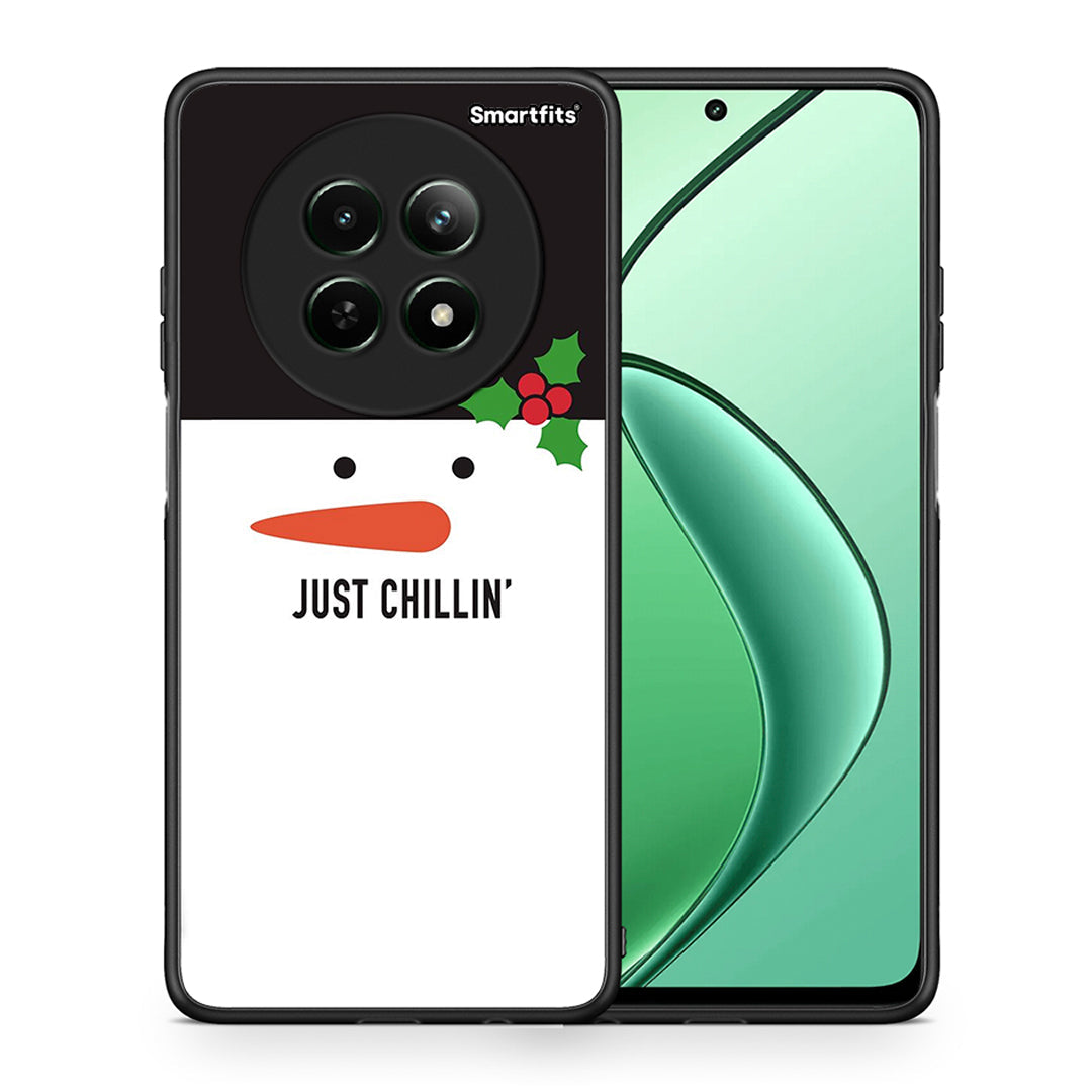 Θήκη Realme 12 5G Christmas Chillin από τη Smartfits με σχέδιο στο πίσω μέρος και μαύρο περίβλημα | Realme 12 5G Christmas Chillin case with colorful back and black bezels