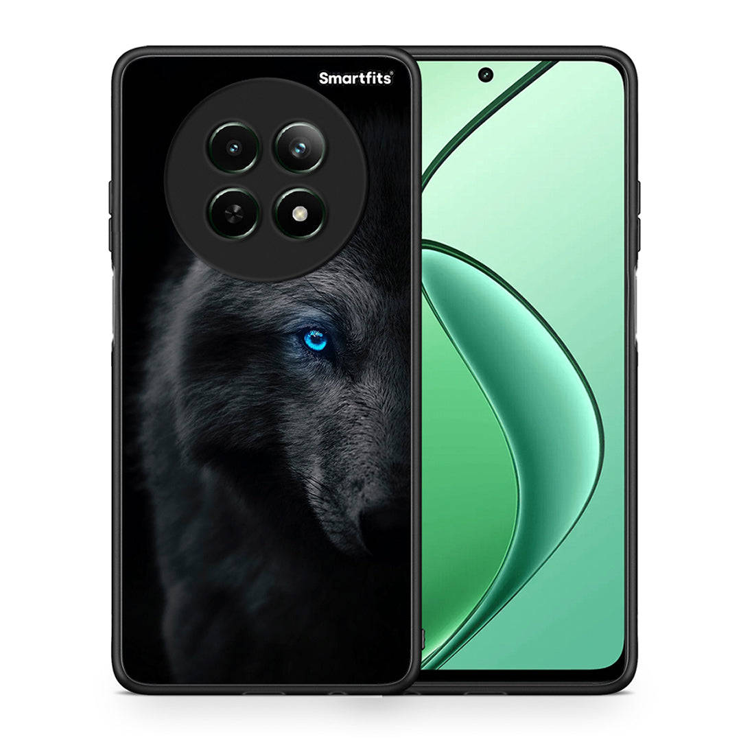 Θήκη Realme 12 5G Dark Wolf από τη Smartfits με σχέδιο στο πίσω μέρος και μαύρο περίβλημα | Realme 12 5G Dark Wolf case with colorful back and black bezels