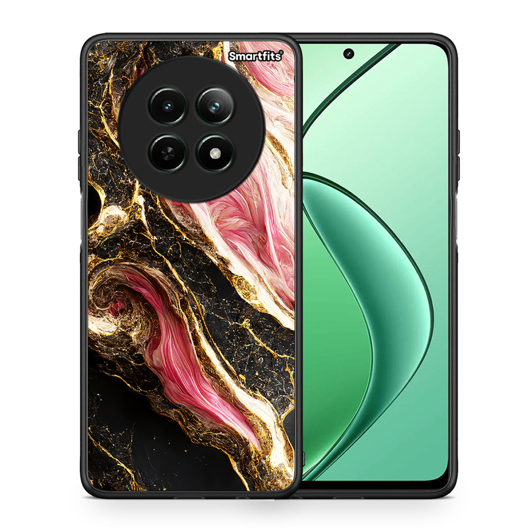 Θήκη Realme 12 5G Glamorous Pink Marble από τη Smartfits με σχέδιο στο πίσω μέρος και μαύρο περίβλημα | Realme 12 5G Glamorous Pink Marble case with colorful back and black bezels