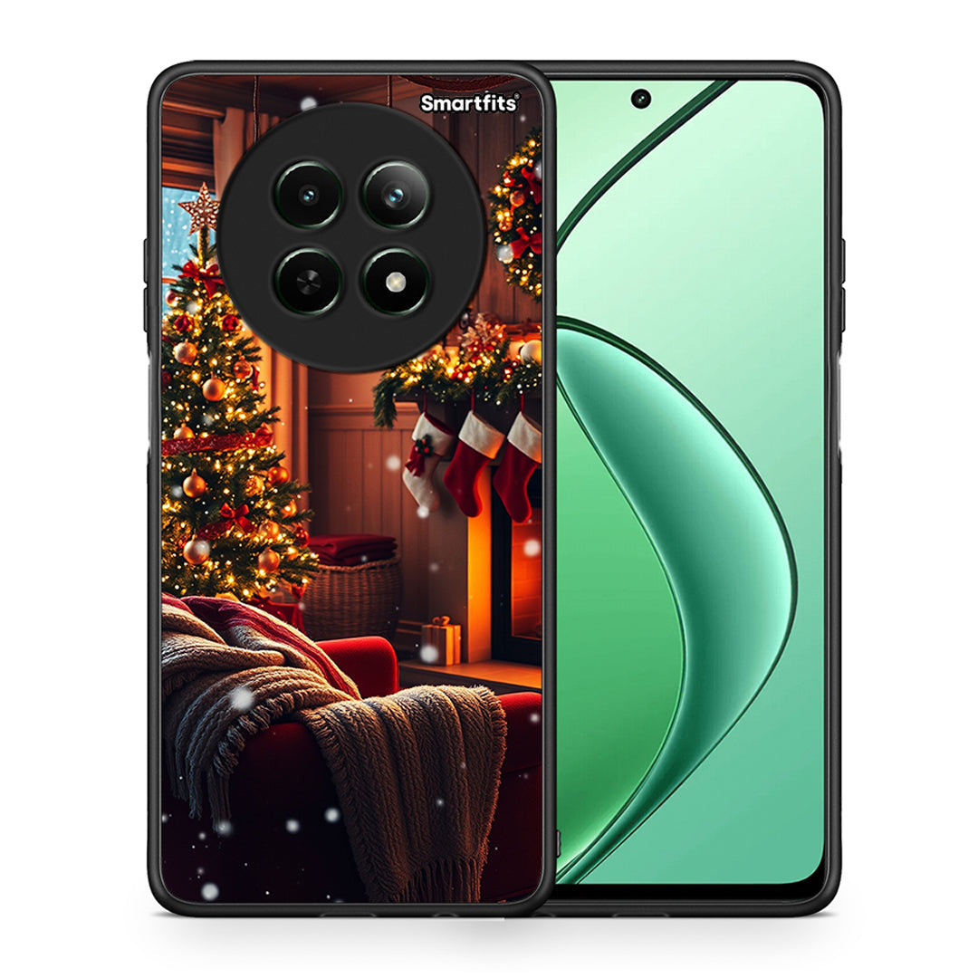 Θήκη Realme 12 5G Home For Christmas από τη Smartfits με σχέδιο στο πίσω μέρος και μαύρο περίβλημα | Realme 12 5G Home For Christmas case with colorful back and black bezels