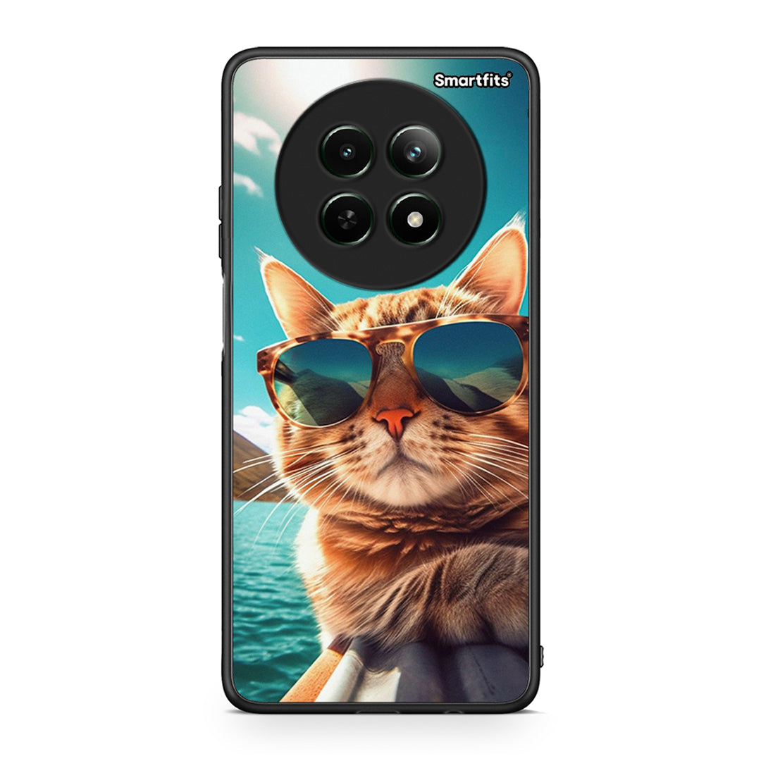 Realme 12 5G Summer Cat θήκη από τη Smartfits με σχέδιο στο πίσω μέρος και μαύρο περίβλημα | Smartphone case with colorful back and black bezels by Smartfits