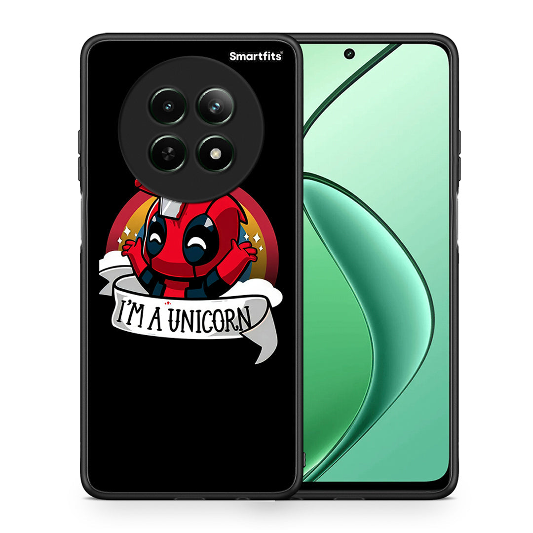 Θήκη Realme 12 5G Unicorn Deadpool από τη Smartfits με σχέδιο στο πίσω μέρος και μαύρο περίβλημα | Realme 12 5G Unicorn Deadpool case with colorful back and black bezels