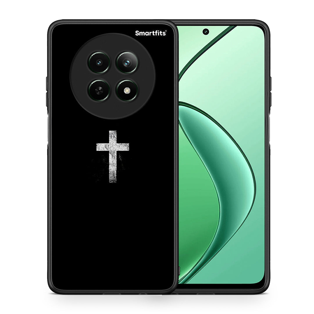 Θήκη Realme 12 5G White Cross από τη Smartfits με σχέδιο στο πίσω μέρος και μαύρο περίβλημα | Realme 12 5G White Cross case with colorful back and black bezels