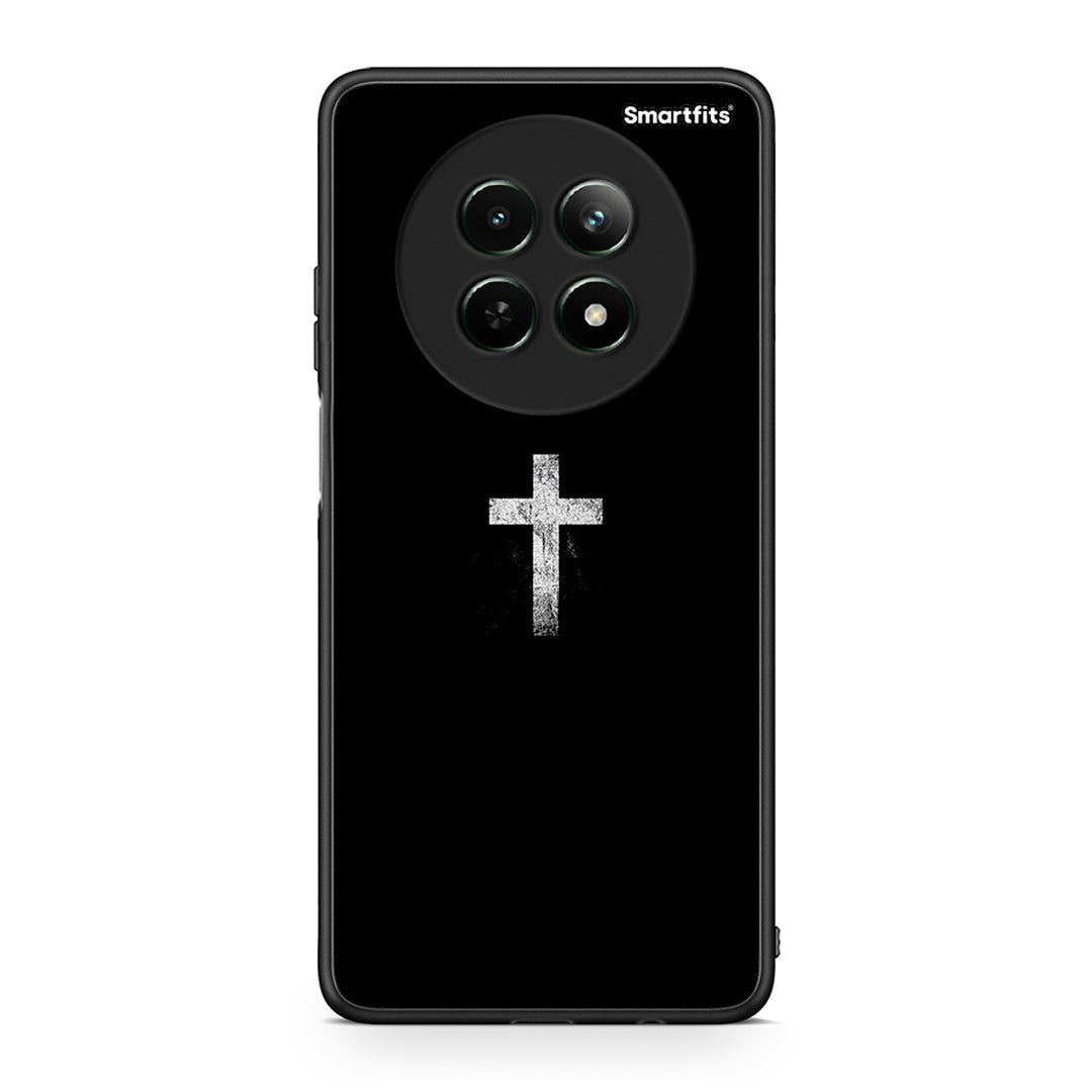 Realme 12 5G White Cross θήκη από τη Smartfits με σχέδιο στο πίσω μέρος και μαύρο περίβλημα | Smartphone case with colorful back and black bezels by Smartfits