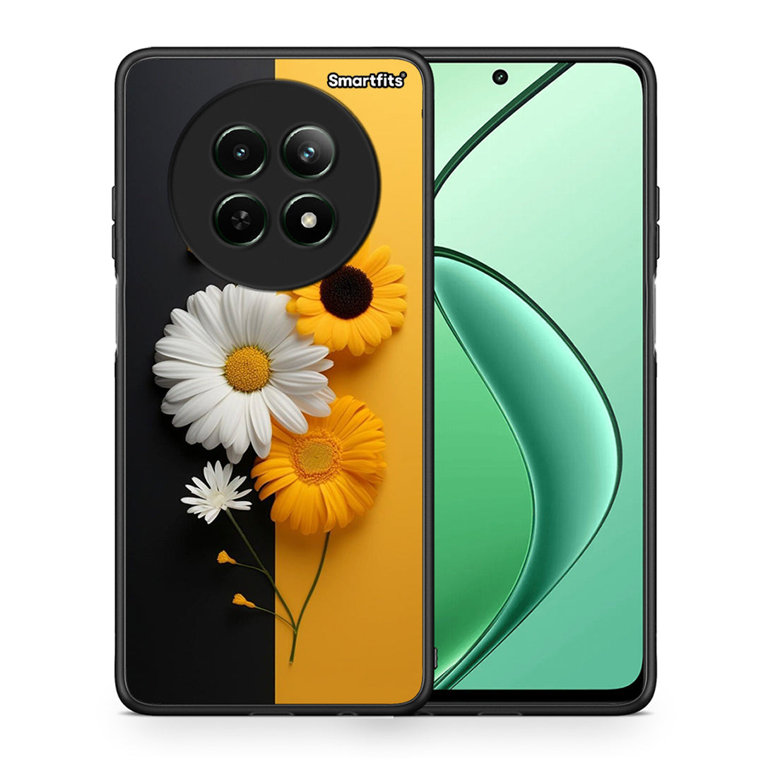 Θήκη Realme 12 5G Yellow Daisies από τη Smartfits με σχέδιο στο πίσω μέρος και μαύρο περίβλημα | Realme 12 5G Yellow Daisies case with colorful back and black bezels