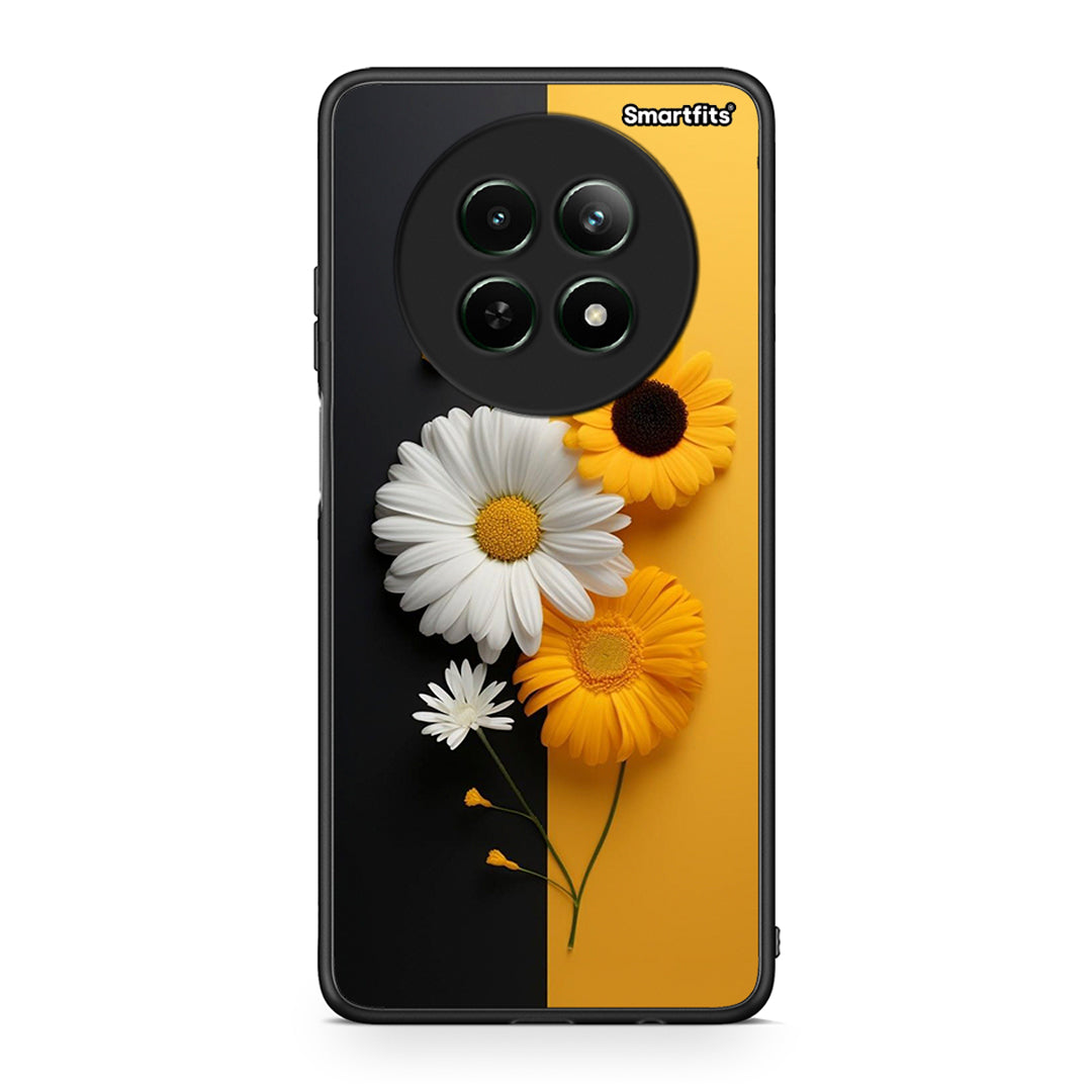 Realme 12 5G Yellow Daisies θήκη από τη Smartfits με σχέδιο στο πίσω μέρος και μαύρο περίβλημα | Smartphone case with colorful back and black bezels by Smartfits