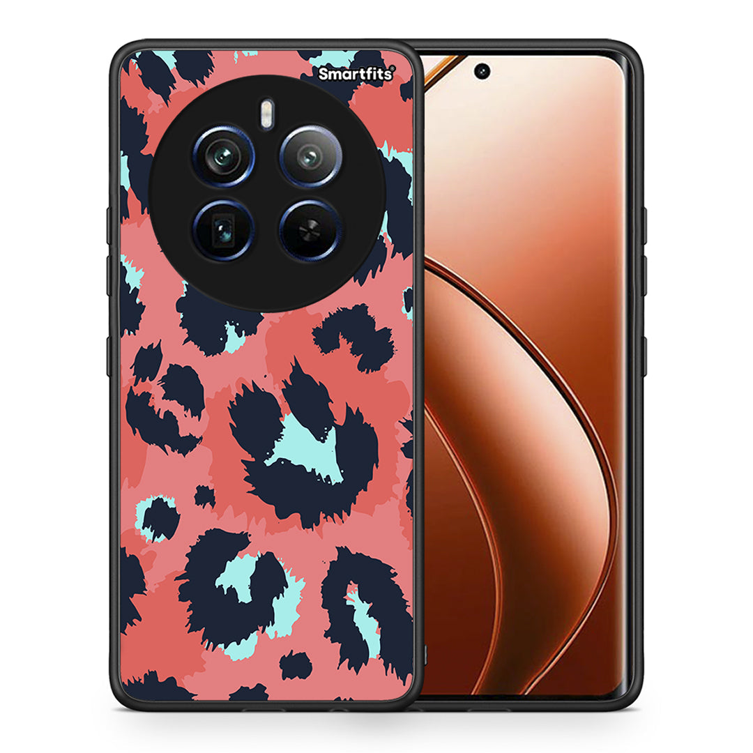 Θήκη Realme 12 Pro 5G / 12 Pro+ Pink Leopard Animal από τη Smartfits με σχέδιο στο πίσω μέρος και μαύρο περίβλημα | Realme 12 Pro 5G / 12 Pro+ Pink Leopard Animal case with colorful back and black bezels
