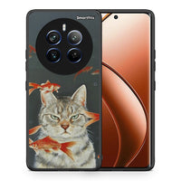 Thumbnail for Θήκη Realme 12 Pro 5G / 12 Pro+ Cat Goldfish από τη Smartfits με σχέδιο στο πίσω μέρος και μαύρο περίβλημα | Realme 12 Pro 5G / 12 Pro+ Cat Goldfish case with colorful back and black bezels