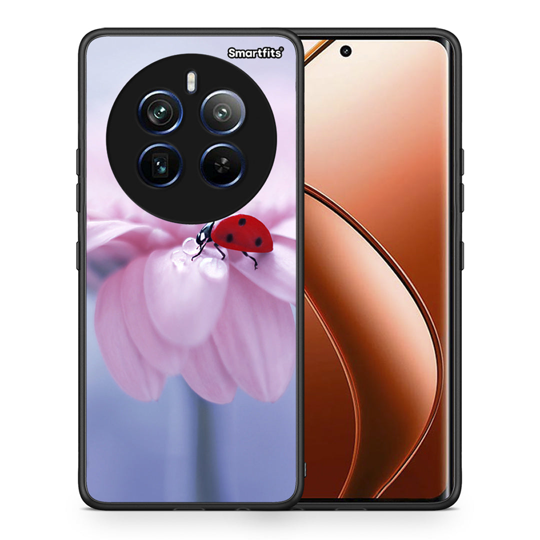 Θήκη Realme 12 Pro 5G / 12 Pro+ Ladybug Flower από τη Smartfits με σχέδιο στο πίσω μέρος και μαύρο περίβλημα | Realme 12 Pro 5G / 12 Pro+ Ladybug Flower case with colorful back and black bezels
