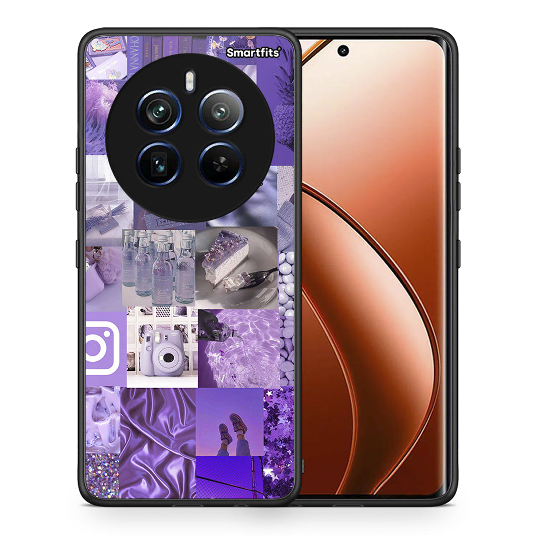 Θήκη Realme 12 Pro 5G / 12 Pro+ Purple Aesthetic Collage από τη Smartfits με σχέδιο στο πίσω μέρος και μαύρο περίβλημα | Realme 12 Pro 5G / 12 Pro+ Purple Aesthetic Collage case with colorful back and black bezels