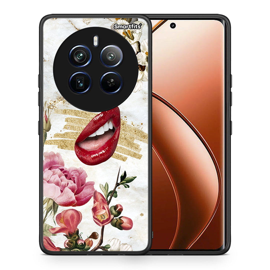 Θήκη Realme 12 Pro 5G / 12 Pro+ Red Lips από τη Smartfits με σχέδιο στο πίσω μέρος και μαύρο περίβλημα | Realme 12 Pro 5G / 12 Pro+ Red Lips case with colorful back and black bezels