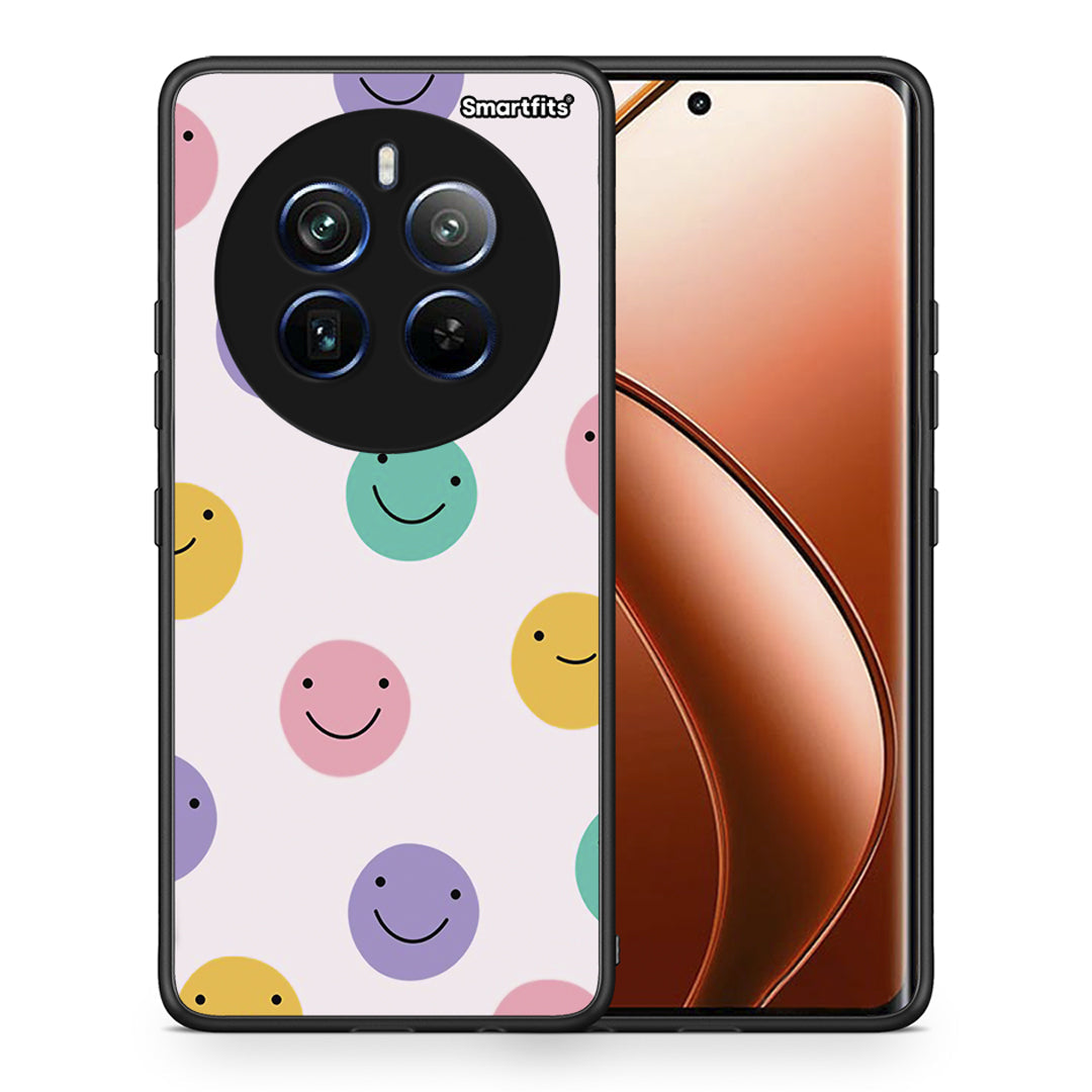 Θήκη Realme 12 Pro 5G / 12 Pro+ Smiley Faces από τη Smartfits με σχέδιο στο πίσω μέρος και μαύρο περίβλημα | Realme 12 Pro 5G / 12 Pro+ Smiley Faces case with colorful back and black bezels