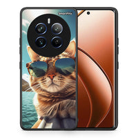 Thumbnail for Θήκη Realme 12 Pro 5G / 12 Pro+ Summer Cat από τη Smartfits με σχέδιο στο πίσω μέρος και μαύρο περίβλημα | Realme 12 Pro 5G / 12 Pro+ Summer Cat case with colorful back and black bezels