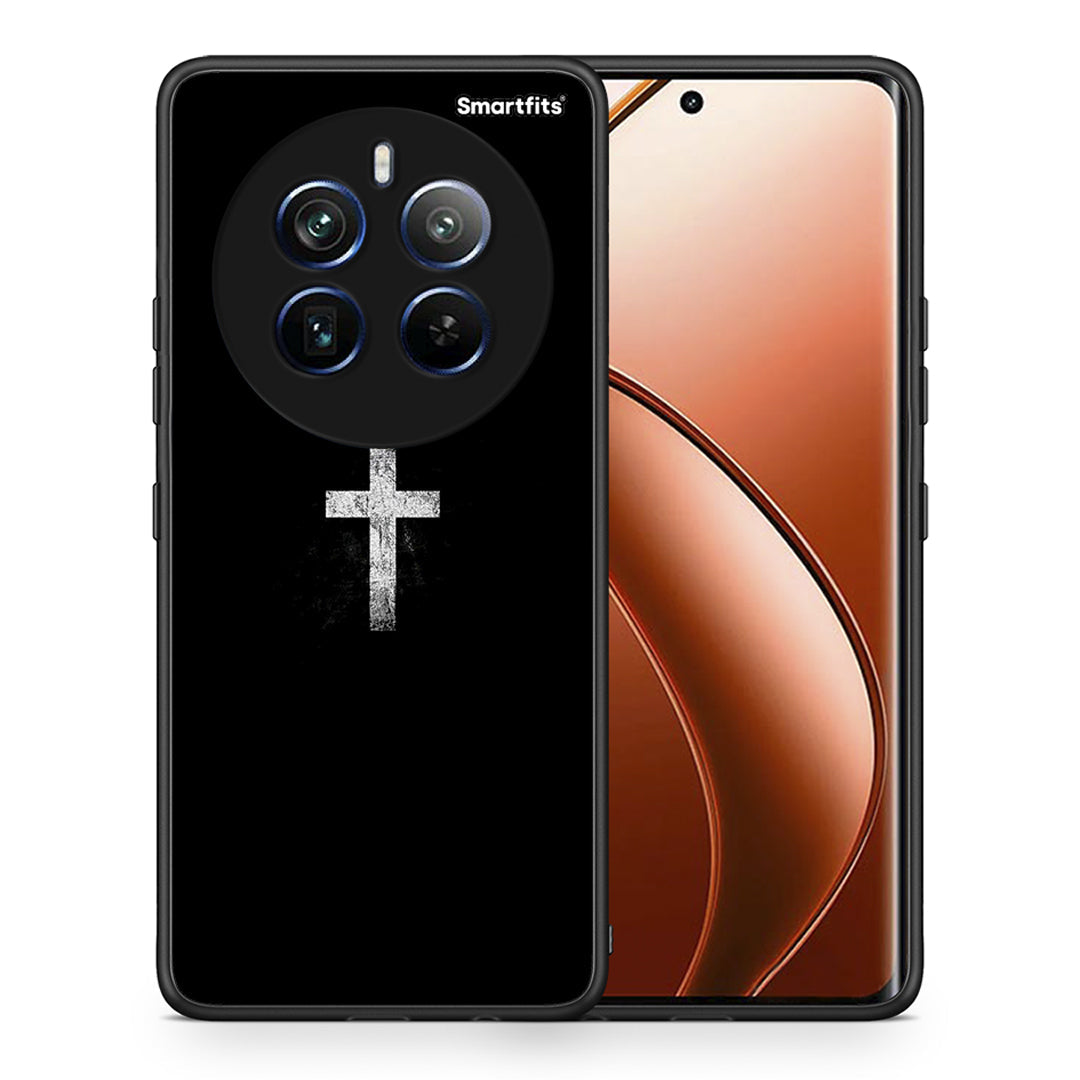 Θήκη Realme 12 Pro 5G / 12 Pro+ White Cross από τη Smartfits με σχέδιο στο πίσω μέρος και μαύρο περίβλημα | Realme 12 Pro 5G / 12 Pro+ White Cross case with colorful back and black bezels