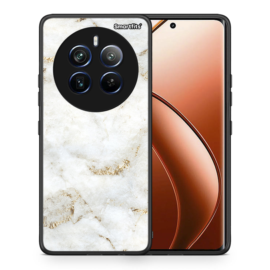 Θήκη Realme 12 Pro 5G / 12 Pro+ White Gold Marble από τη Smartfits με σχέδιο στο πίσω μέρος και μαύρο περίβλημα | Realme 12 Pro 5G / 12 Pro+ White Gold Marble case with colorful back and black bezels