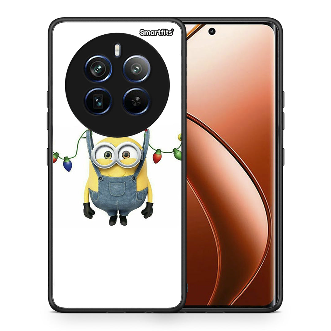 Θήκη Realme 12 Pro 5G / 12 Pro+ Xmas Minion Lights από τη Smartfits με σχέδιο στο πίσω μέρος και μαύρο περίβλημα | Realme 12 Pro 5G / 12 Pro+ Xmas Minion Lights case with colorful back and black bezels