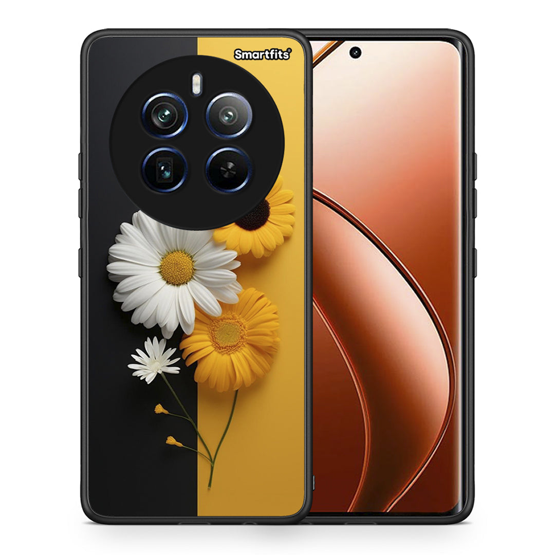 Θήκη Realme 12 Pro 5G / 12 Pro+ Yellow Daisies από τη Smartfits με σχέδιο στο πίσω μέρος και μαύρο περίβλημα | Realme 12 Pro 5G / 12 Pro+ Yellow Daisies case with colorful back and black bezels