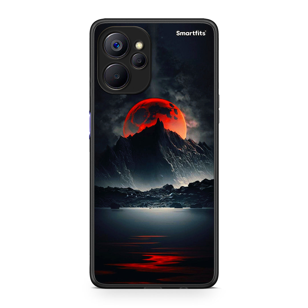 Realme 9i 5G Red Full Moon θήκη από τη Smartfits με σχέδιο στο πίσω μέρος και μαύρο περίβλημα | Smartphone case with colorful back and black bezels by Smartfits