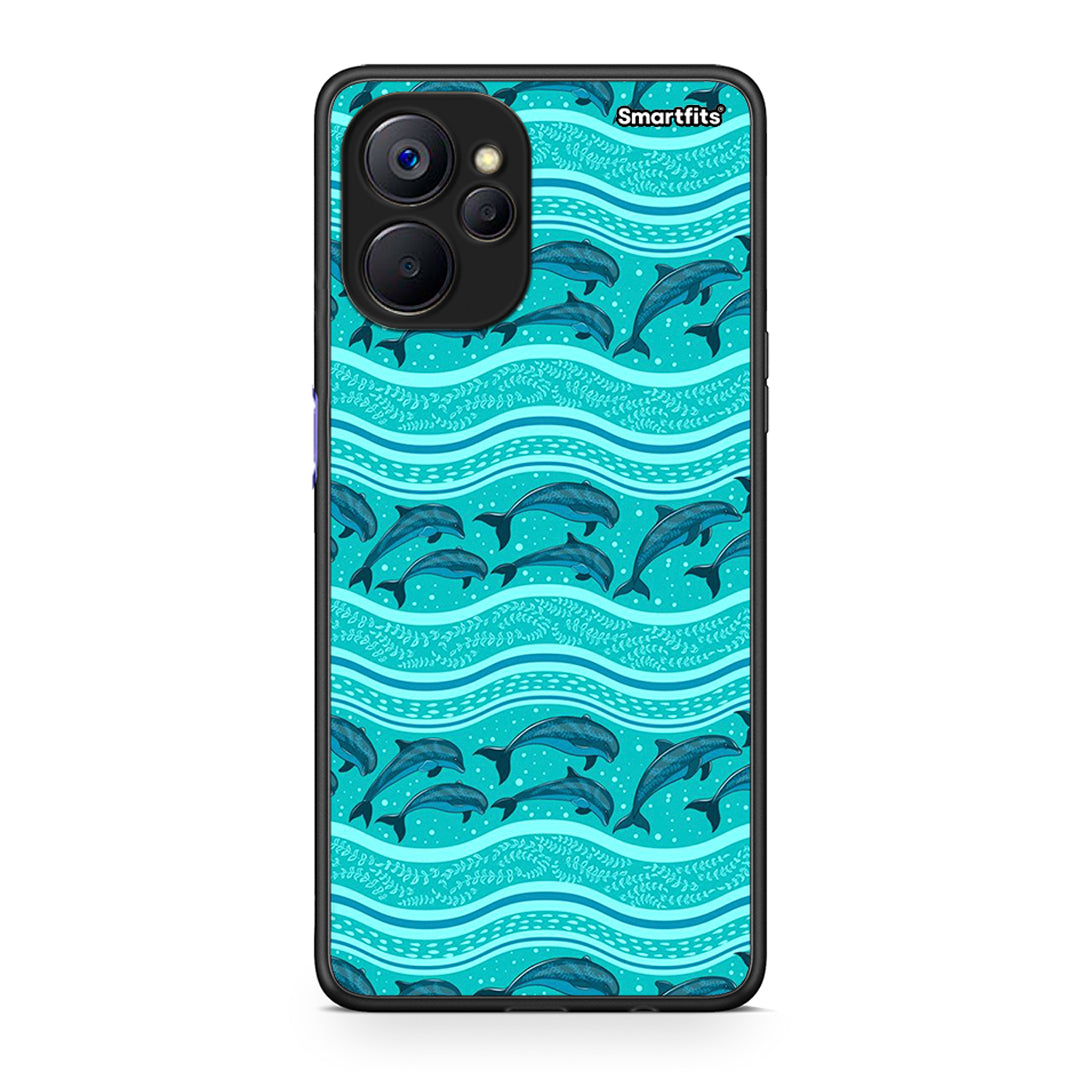 Realme 9i 5G Swimming Dolphins θήκη από τη Smartfits με σχέδιο στο πίσω μέρος και μαύρο περίβλημα | Smartphone case with colorful back and black bezels by Smartfits