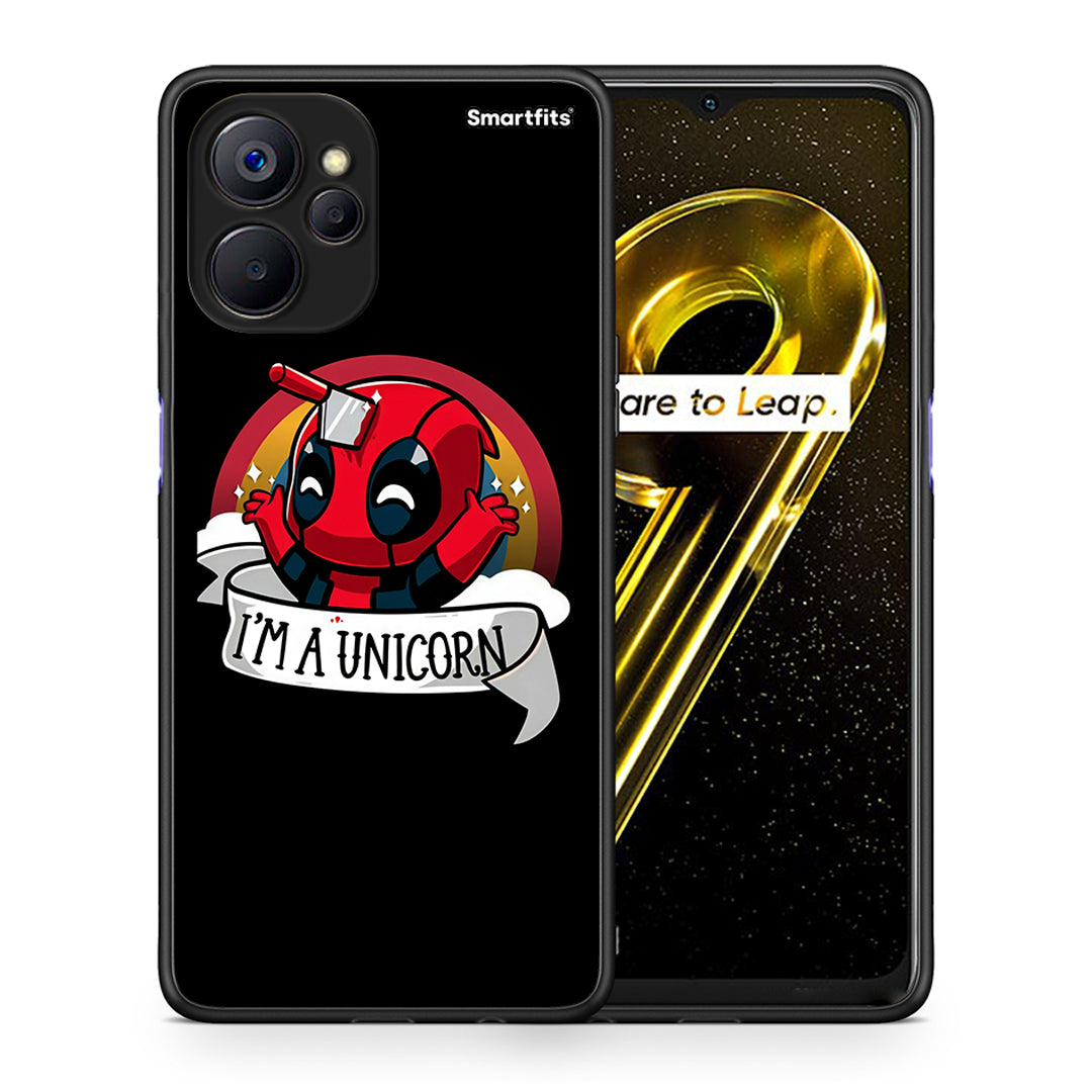 Θήκη Realme 9i 5G Unicorn Deadpool από τη Smartfits με σχέδιο στο πίσω μέρος και μαύρο περίβλημα | Realme 9i 5G Unicorn Deadpool case with colorful back and black bezels