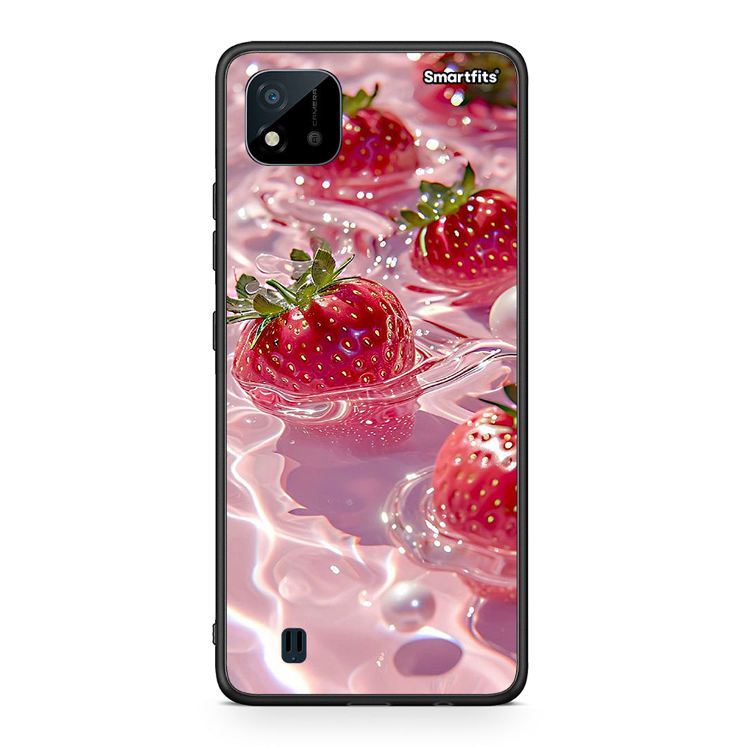 Realme C11 2021 Juicy Strawberries θήκη από τη Smartfits με σχέδιο στο πίσω μέρος και μαύρο περίβλημα | Smartphone case with colorful back and black bezels by Smartfits