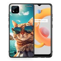 Thumbnail for Θήκη Realme C11 2021 Summer Cat από τη Smartfits με σχέδιο στο πίσω μέρος και μαύρο περίβλημα | Realme C11 2021 Summer Cat case with colorful back and black bezels