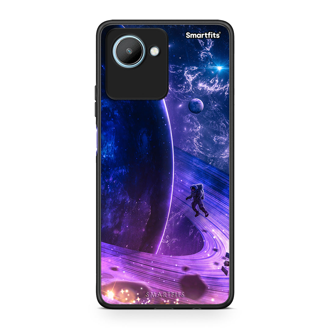 Θήκη Realme C30 Lost Astronaut από τη Smartfits με σχέδιο στο πίσω μέρος και μαύρο περίβλημα | Realme C30 Lost Astronaut Case with Colorful Back and Black Bezels