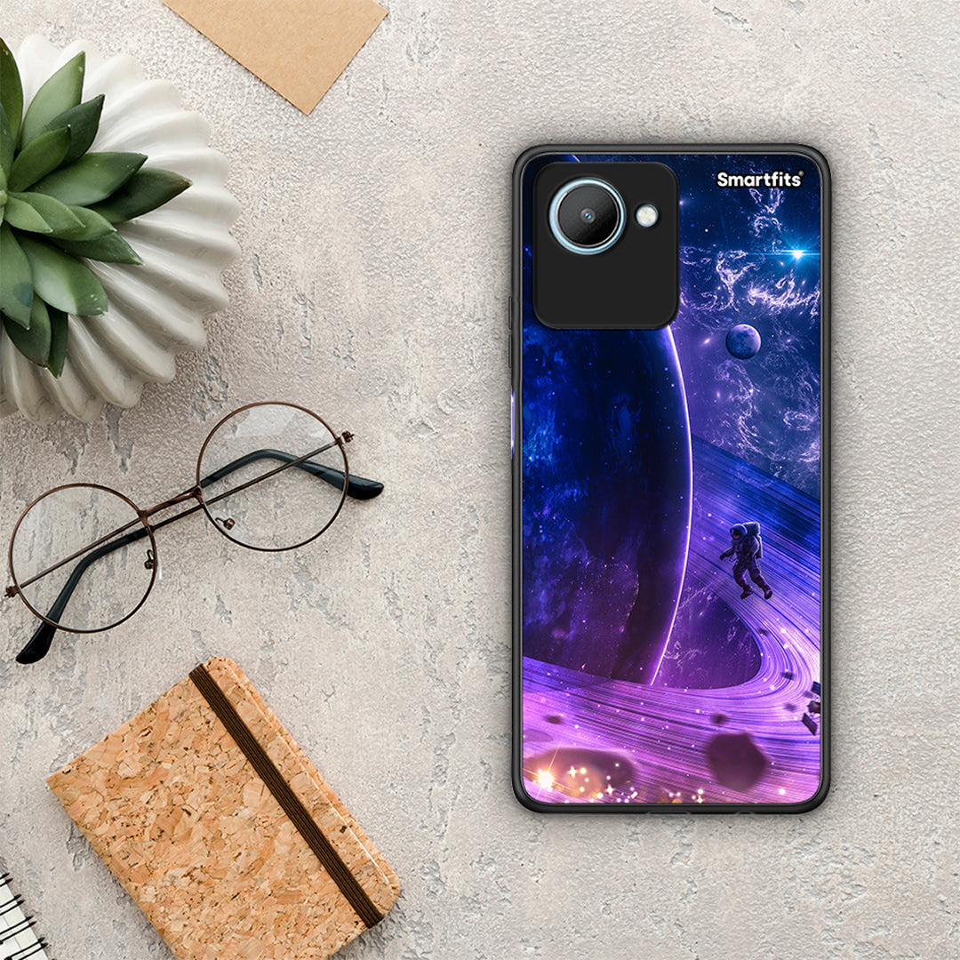 Θήκη Realme C30 Lost Astronaut από τη Smartfits με σχέδιο στο πίσω μέρος και μαύρο περίβλημα | Realme C30 Lost Astronaut Case with Colorful Back and Black Bezels