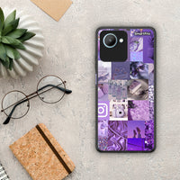 Thumbnail for Θήκη Realme C30 Purple Aesthetic Collage από τη Smartfits με σχέδιο στο πίσω μέρος και μαύρο περίβλημα | Realme C30 Purple Aesthetic Collage Case with Colorful Back and Black Bezels