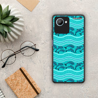 Thumbnail for Θήκη Realme C30 Swimming Dolphins από τη Smartfits με σχέδιο στο πίσω μέρος και μαύρο περίβλημα | Realme C30 Swimming Dolphins Case with Colorful Back and Black Bezels