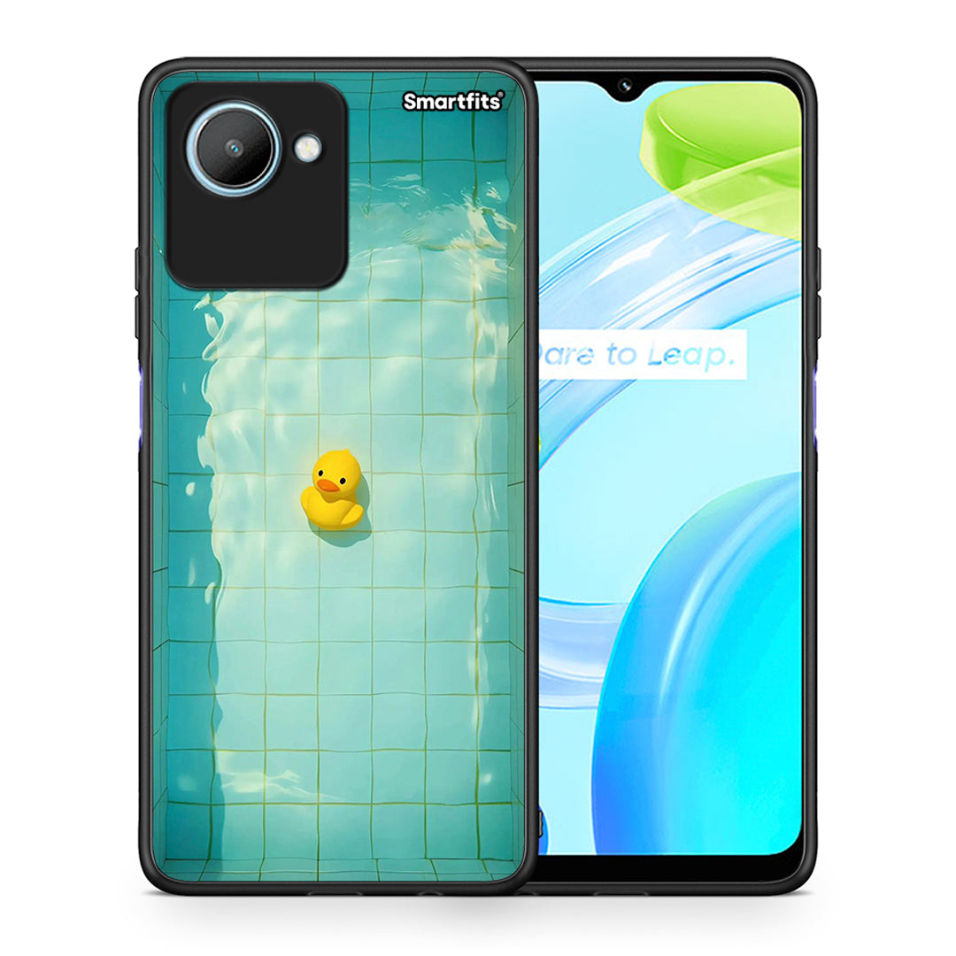 Θήκη Realme C30 Yellow Duck από τη Smartfits με σχέδιο στο πίσω μέρος και μαύρο περίβλημα | Realme C30 Yellow Duck Case with Colorful Back and Black Bezels