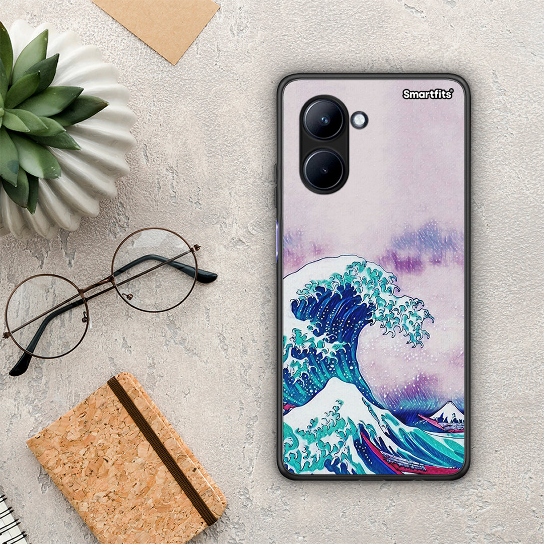 Θήκη Realme C33 Blue Waves από τη Smartfits με σχέδιο στο πίσω μέρος και μαύρο περίβλημα | Realme C33 Blue Waves Case with Colorful Back and Black Bezels