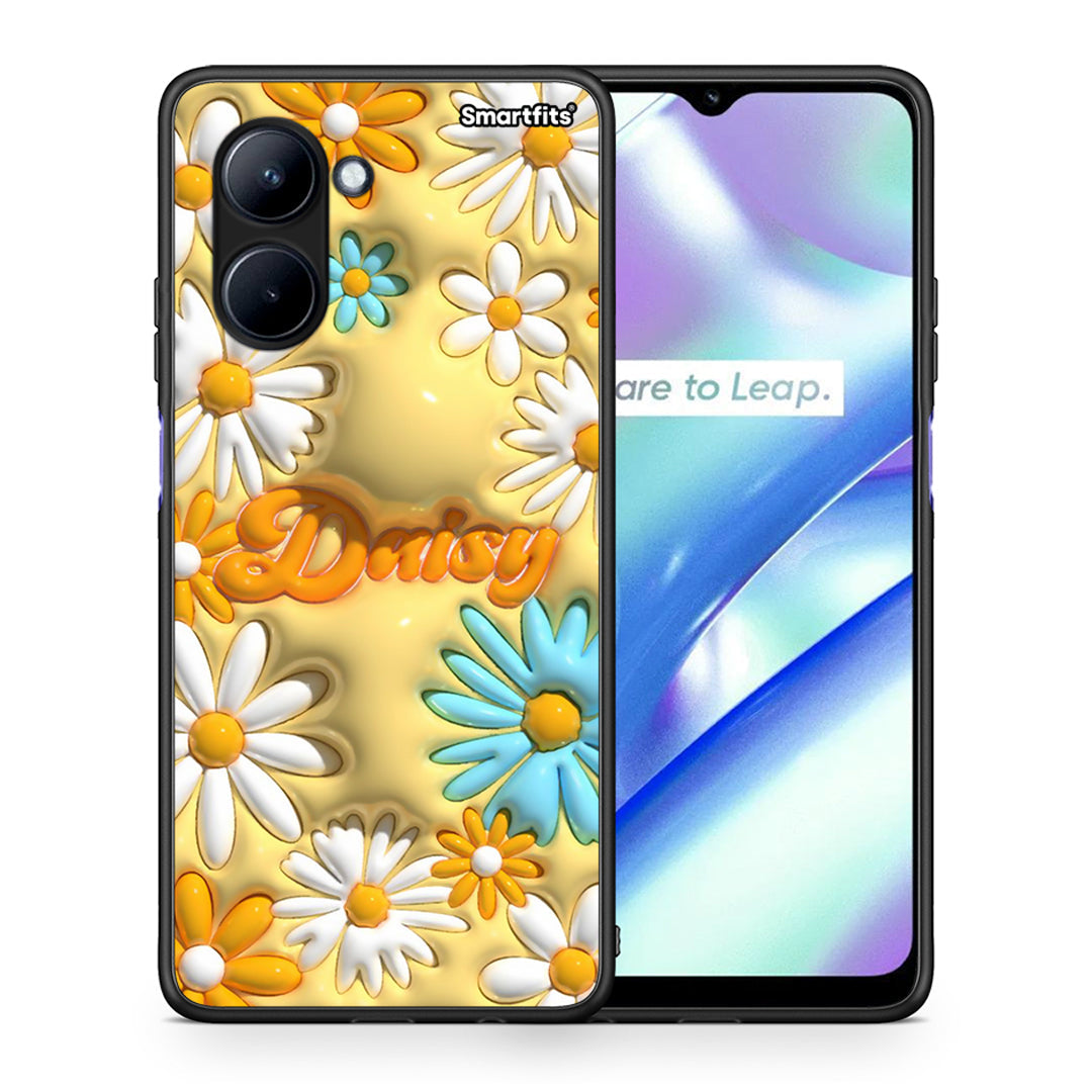 Θήκη Realme C33 Bubble Daisies από τη Smartfits με σχέδιο στο πίσω μέρος και μαύρο περίβλημα | Realme C33 Bubble Daisies Case with Colorful Back and Black Bezels