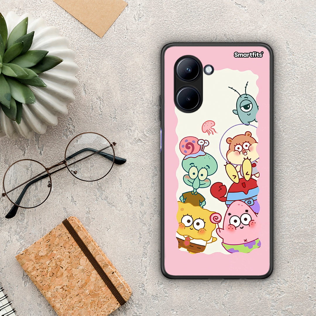 Θήκη Realme C33 Cute Companion από τη Smartfits με σχέδιο στο πίσω μέρος και μαύρο περίβλημα | Realme C33 Cute Companion Case with Colorful Back and Black Bezels