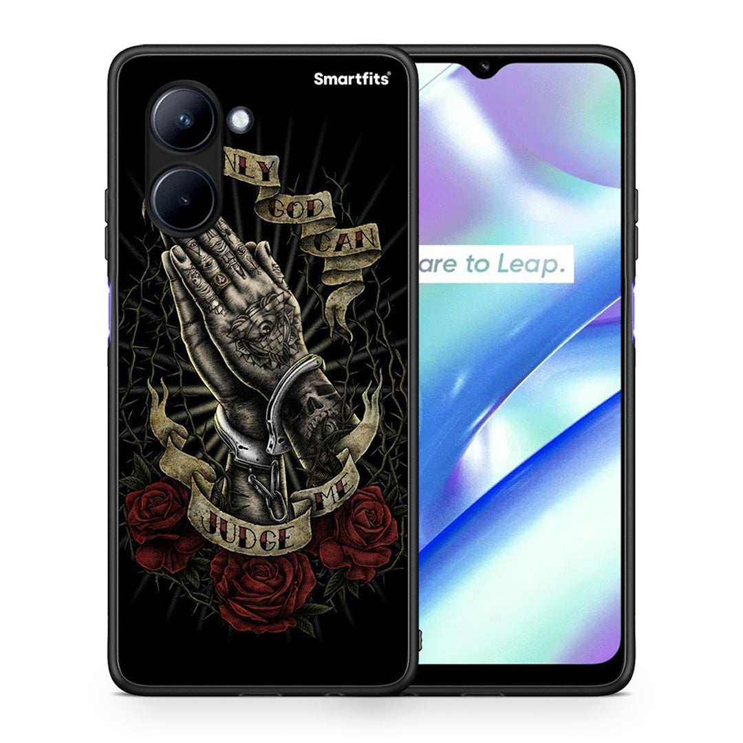 Θήκη Realme C33 Judge By God από τη Smartfits με σχέδιο στο πίσω μέρος και μαύρο περίβλημα | Realme C33 Judge By God Case with Colorful Back and Black Bezels