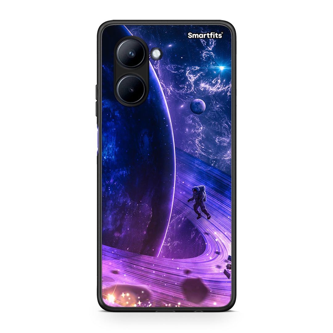 Θήκη Realme C33 Lost Astronaut από τη Smartfits με σχέδιο στο πίσω μέρος και μαύρο περίβλημα | Realme C33 Lost Astronaut Case with Colorful Back and Black Bezels