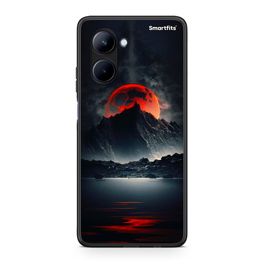 Θήκη Realme C33 Red Full Moon από τη Smartfits με σχέδιο στο πίσω μέρος και μαύρο περίβλημα | Realme C33 Red Full Moon Case with Colorful Back and Black Bezels