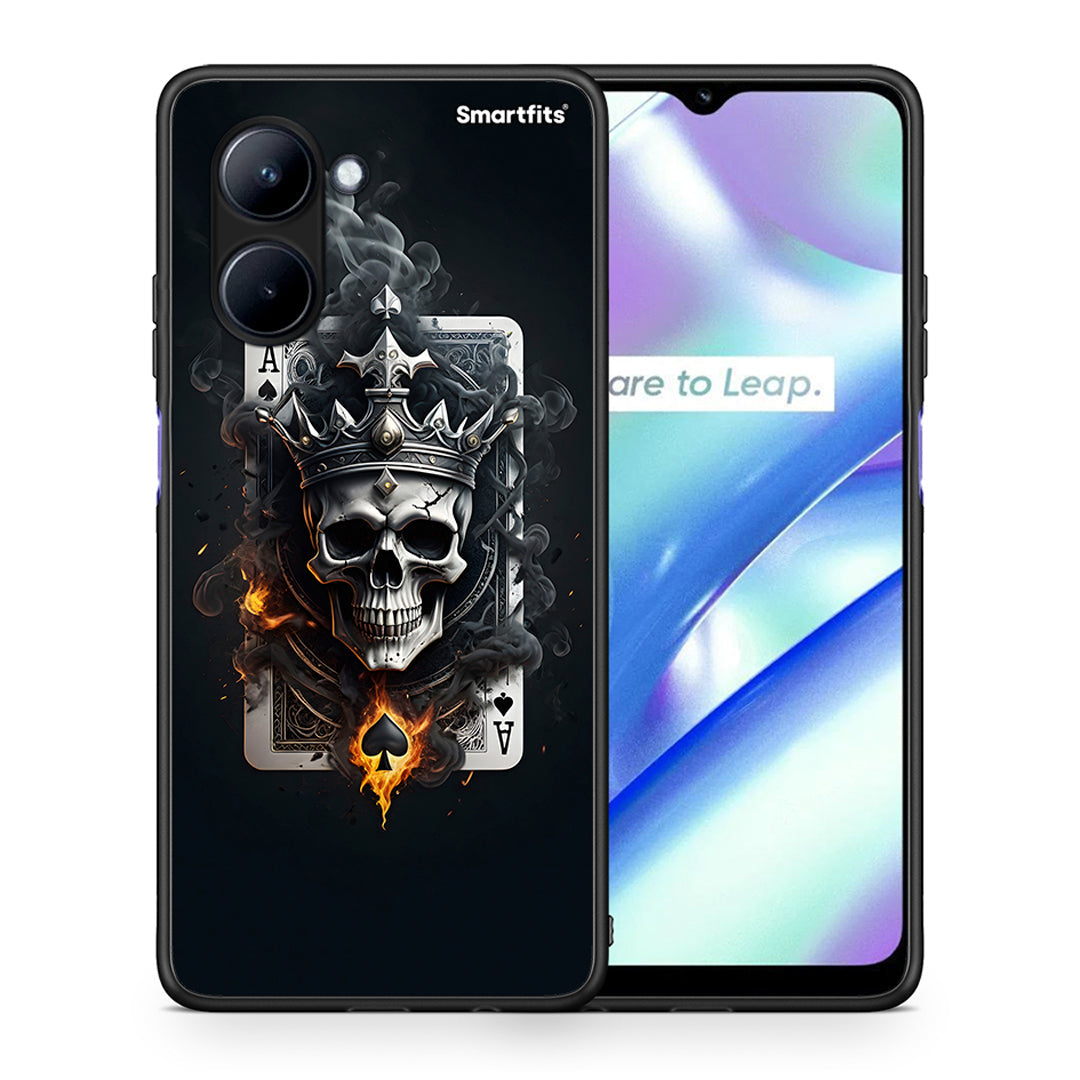 Θήκη Realme C33 Skull King Ace από τη Smartfits με σχέδιο στο πίσω μέρος και μαύρο περίβλημα | Realme C33 Skull King Ace Case with Colorful Back and Black Bezels