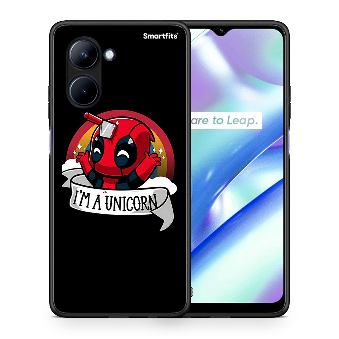 Θήκη Realme C33 Unicorn Deadpool από τη Smartfits με σχέδιο στο πίσω μέρος και μαύρο περίβλημα | Realme C33 Unicorn Deadpool Case with Colorful Back and Black Bezels