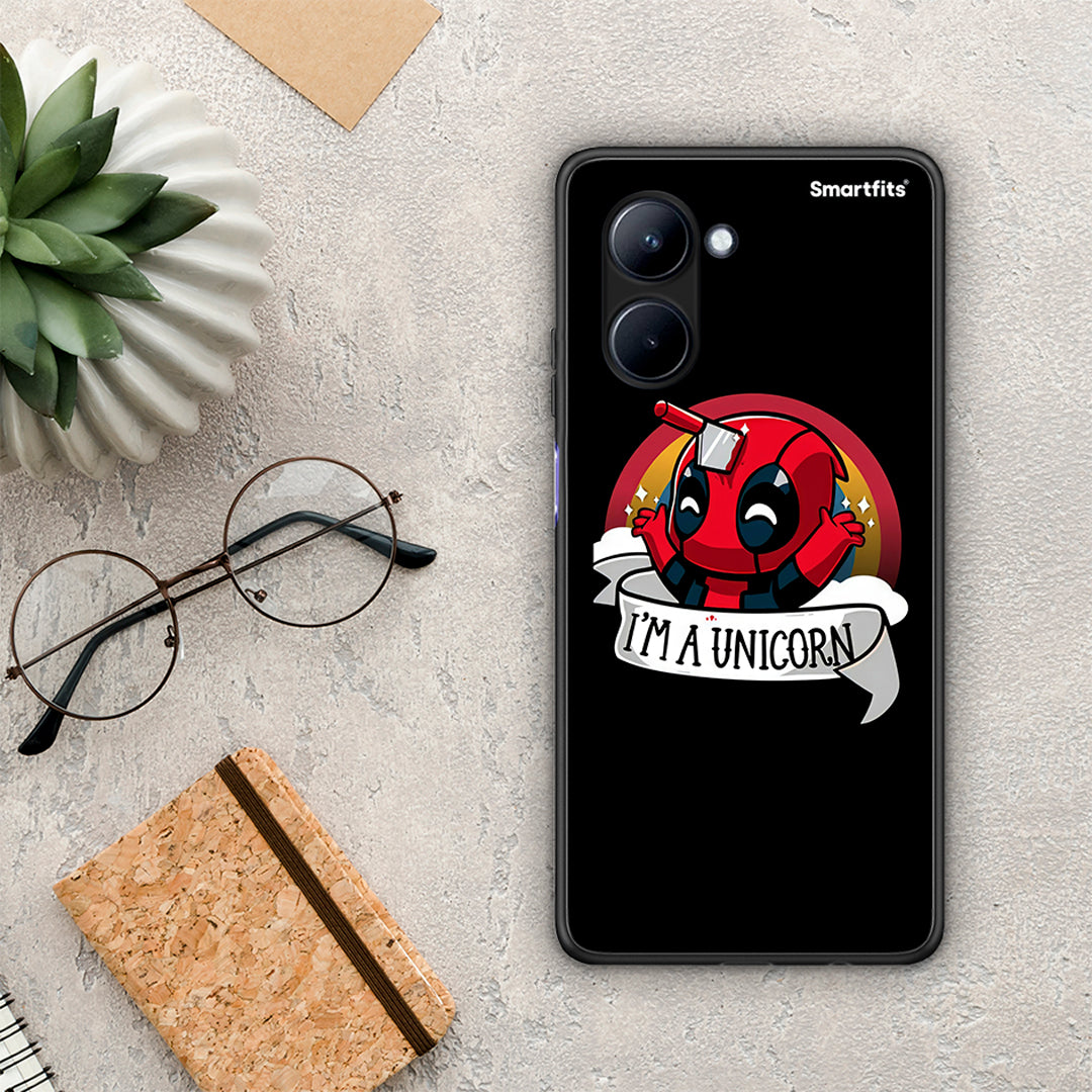 Θήκη Realme C33 Unicorn Deadpool από τη Smartfits με σχέδιο στο πίσω μέρος και μαύρο περίβλημα | Realme C33 Unicorn Deadpool Case with Colorful Back and Black Bezels