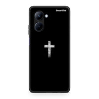 Thumbnail for Θήκη Realme C33 White Cross από τη Smartfits με σχέδιο στο πίσω μέρος και μαύρο περίβλημα | Realme C33 White Cross Case with Colorful Back and Black Bezels