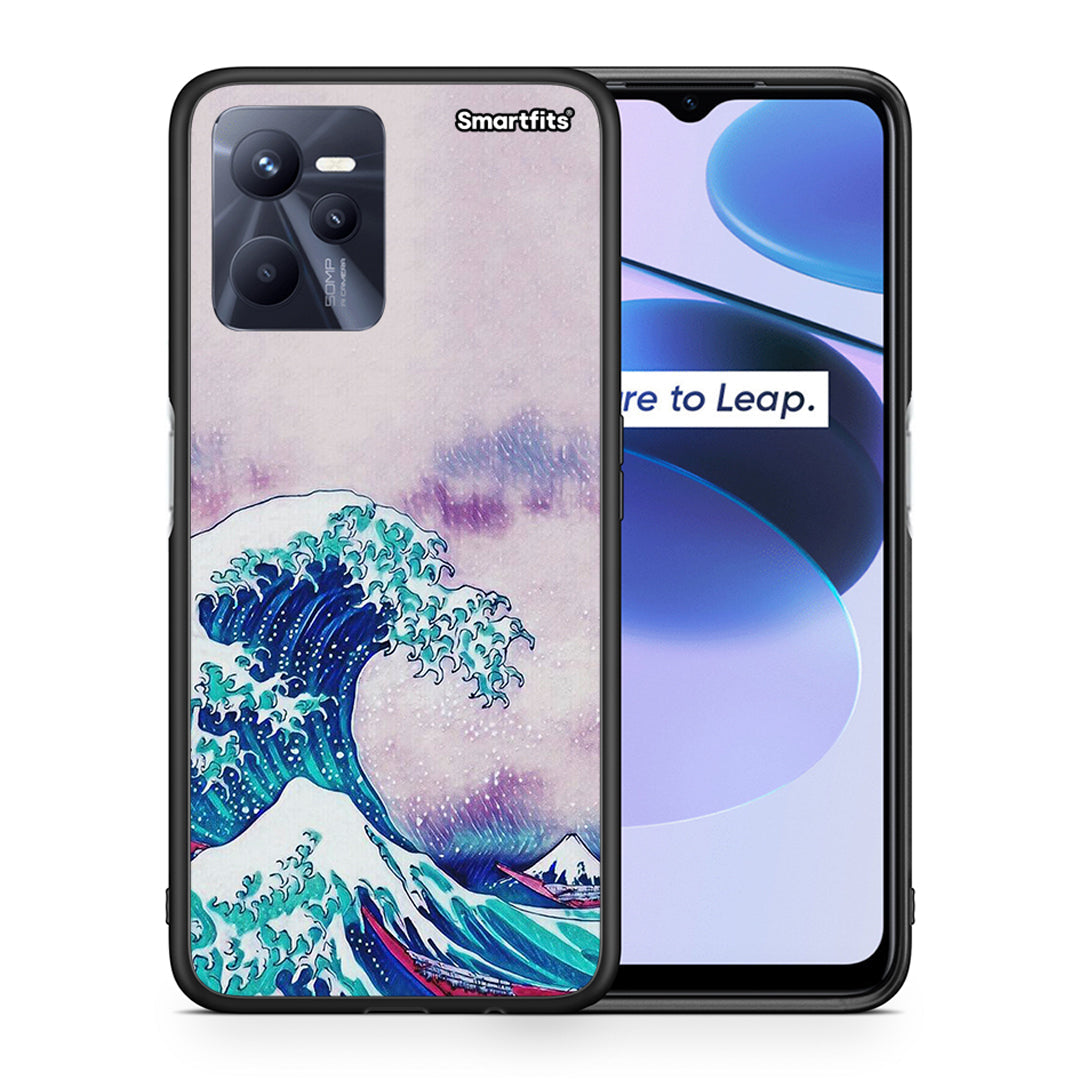 Θήκη Realme C35 Blue Waves από τη Smartfits με σχέδιο στο πίσω μέρος και μαύρο περίβλημα | Realme C35 Blue Waves case with colorful back and black bezels