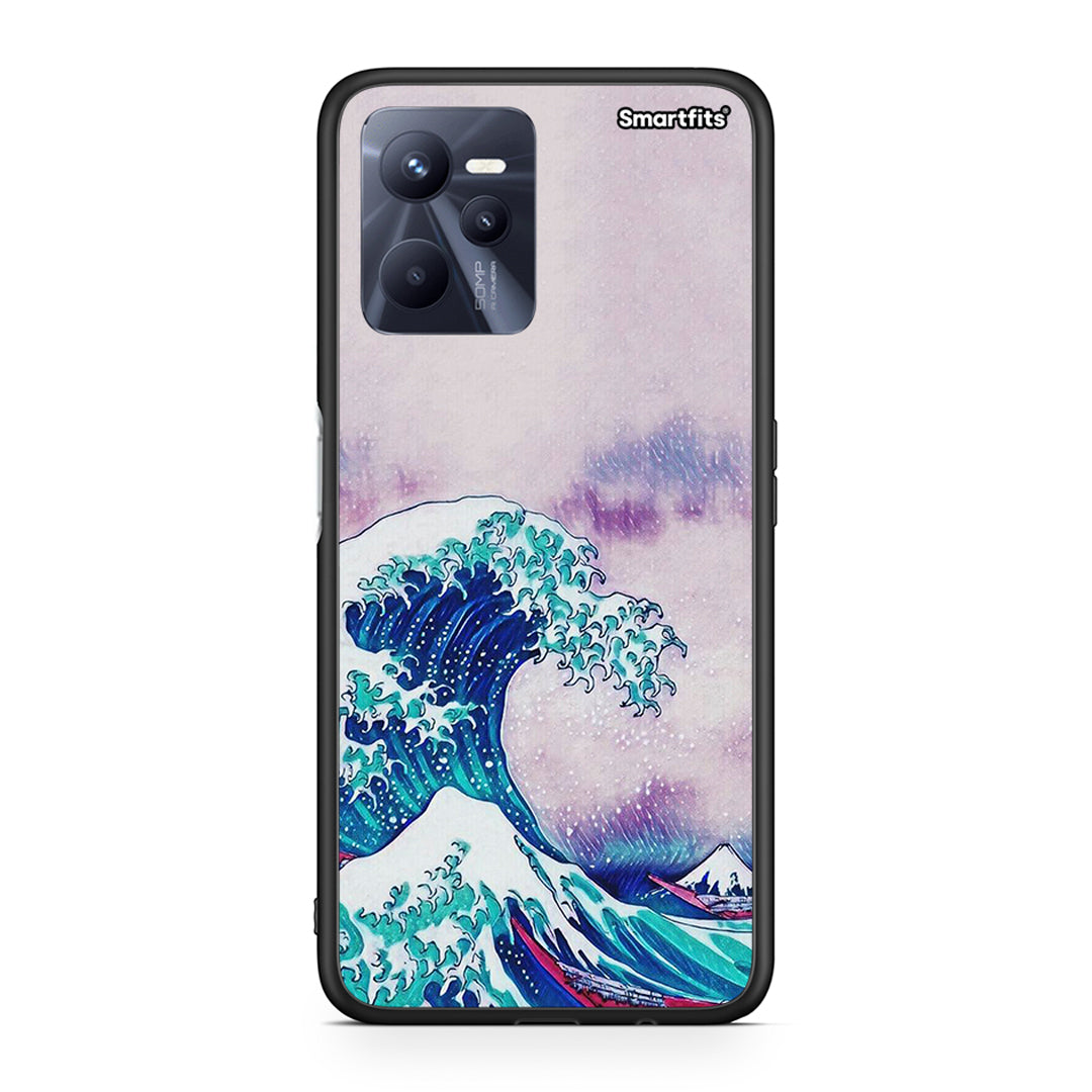 Realme C35 Blue Waves θήκη από τη Smartfits με σχέδιο στο πίσω μέρος και μαύρο περίβλημα | Smartphone case with colorful back and black bezels by Smartfits