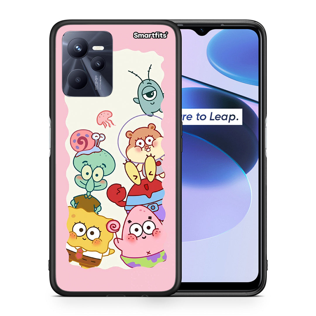 Θήκη Realme C35 Cute Companion από τη Smartfits με σχέδιο στο πίσω μέρος και μαύρο περίβλημα | Realme C35 Cute Companion case with colorful back and black bezels