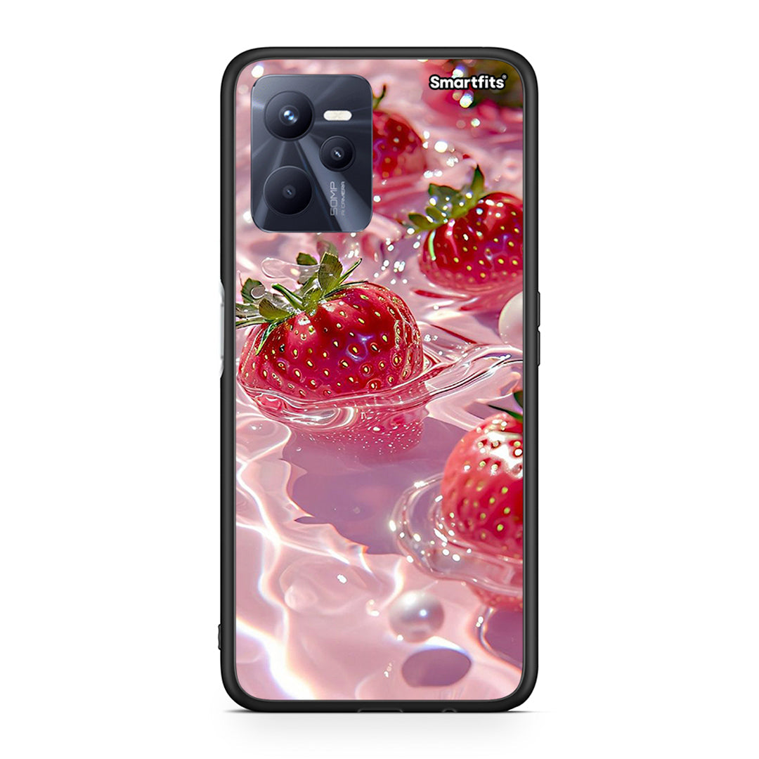 Realme C35 Juicy Strawberries θήκη από τη Smartfits με σχέδιο στο πίσω μέρος και μαύρο περίβλημα | Smartphone case with colorful back and black bezels by Smartfits