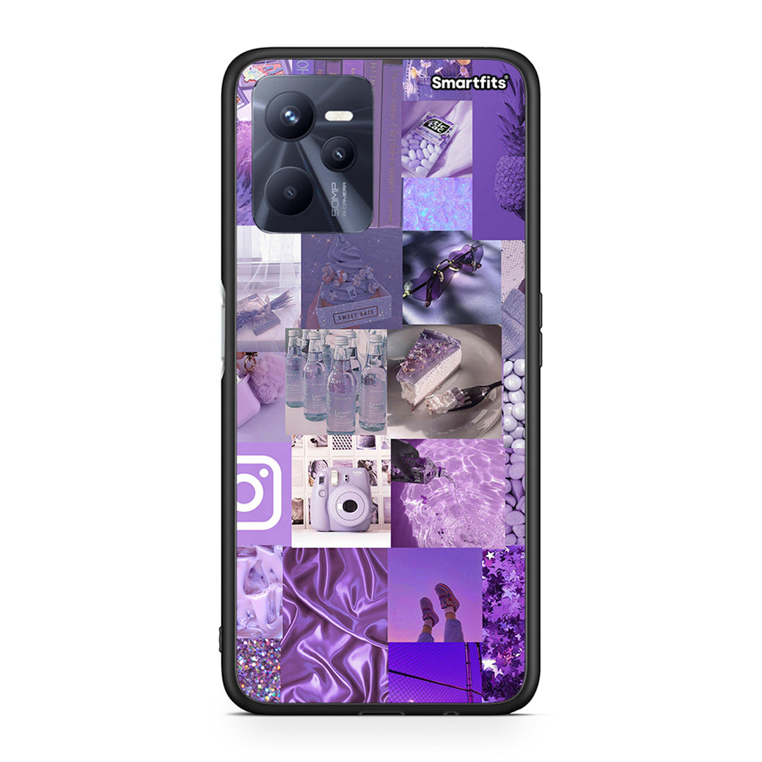 Realme C35 Purple Aesthetic Collage θήκη από τη Smartfits με σχέδιο στο πίσω μέρος και μαύρο περίβλημα | Smartphone case with colorful back and black bezels by Smartfits