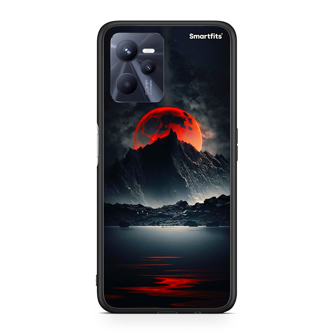 Realme C35 Red Full Moon θήκη από τη Smartfits με σχέδιο στο πίσω μέρος και μαύρο περίβλημα | Smartphone case with colorful back and black bezels by Smartfits