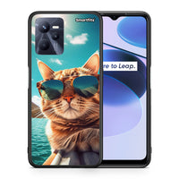 Thumbnail for Θήκη Realme C35 Summer Cat από τη Smartfits με σχέδιο στο πίσω μέρος και μαύρο περίβλημα | Realme C35 Summer Cat case with colorful back and black bezels