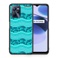 Thumbnail for Θήκη Realme C35 Swimming Dolphins από τη Smartfits με σχέδιο στο πίσω μέρος και μαύρο περίβλημα | Realme C35 Swimming Dolphins case with colorful back and black bezels